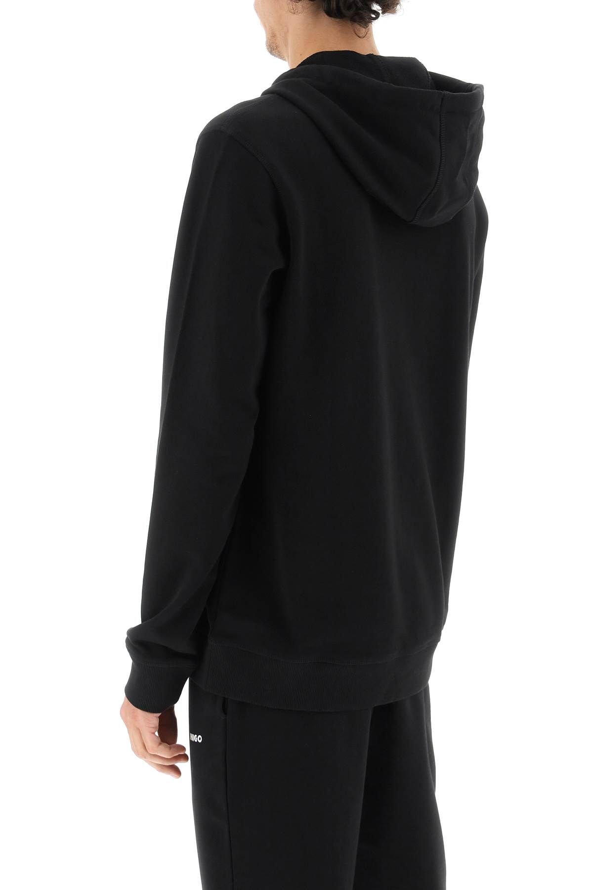 Shop Hugo Logo Graphic Hoodie In Black