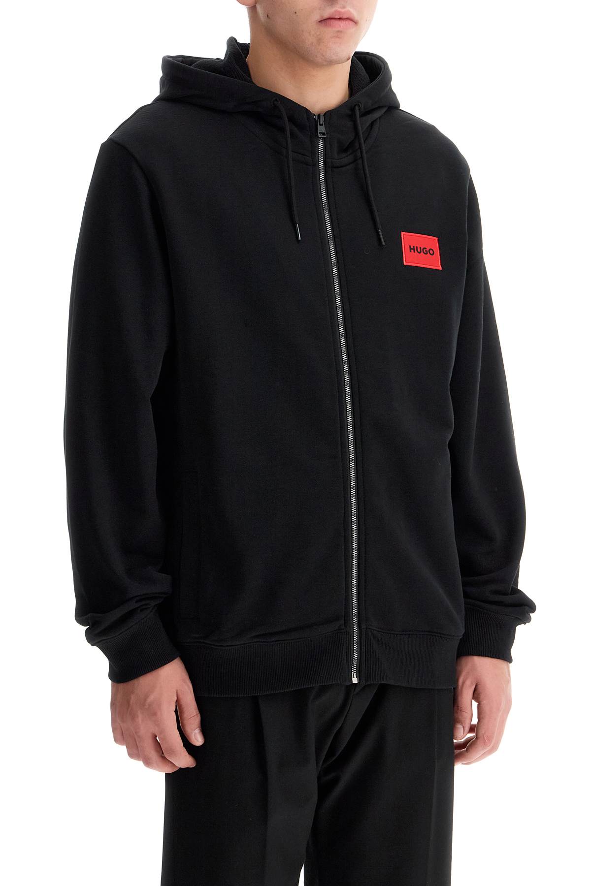 Shop Hugo Hooded Sweatshirt With Zipper In Black