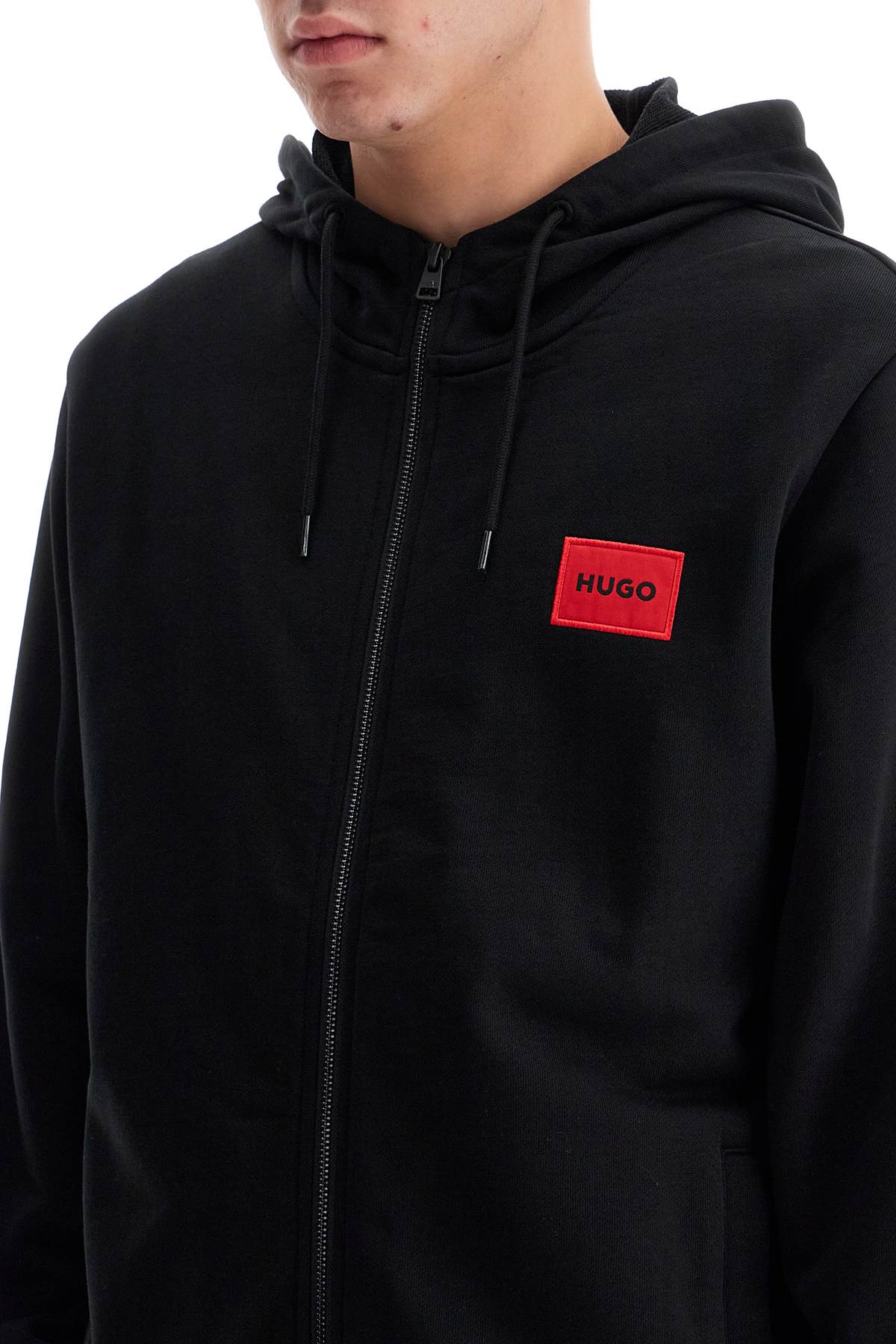 Shop Hugo Hooded Sweatshirt With Zipper In Black