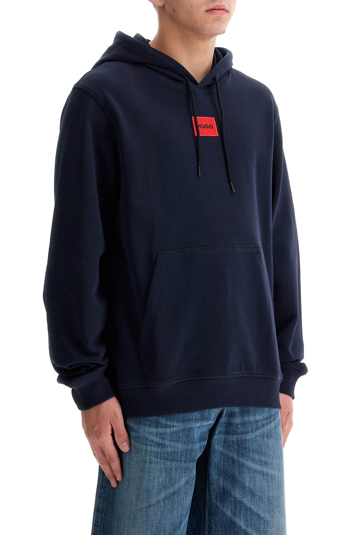 Shop Hugo Logo Patch Hoodie In Blue