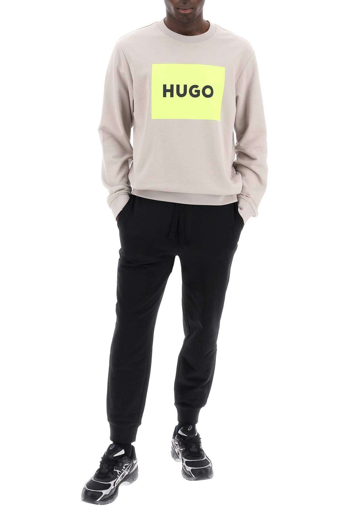 Shop Hugo Duragol Logo Box Sweatshirt In Grey