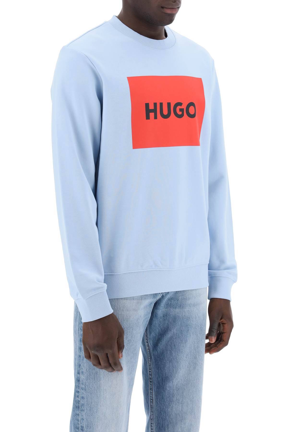 Shop Hugo Duragol Logo Box Sweatshirt In Light Blue,red