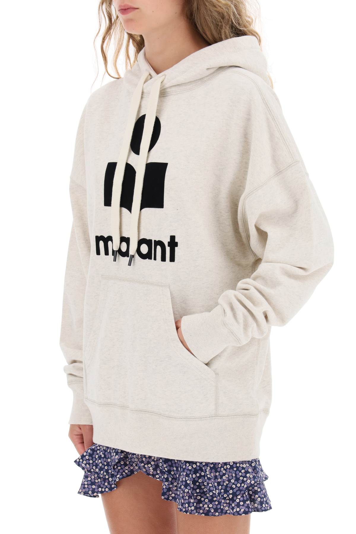 Shop Marant Etoile Mansel Hoodie With Flocked Logo In Grey