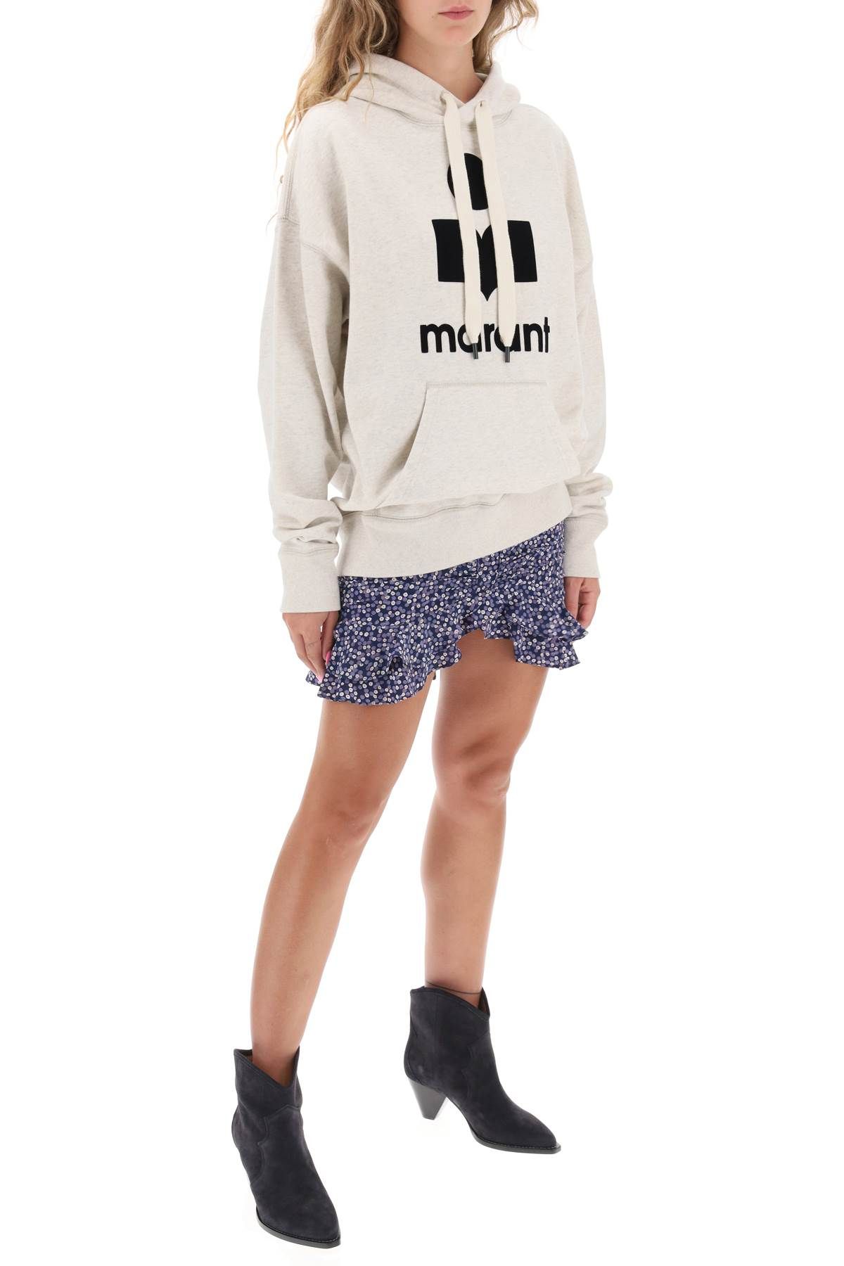 Shop Isabel Marant Étoile Mansel Hoodie With Flocked Logo In Grey