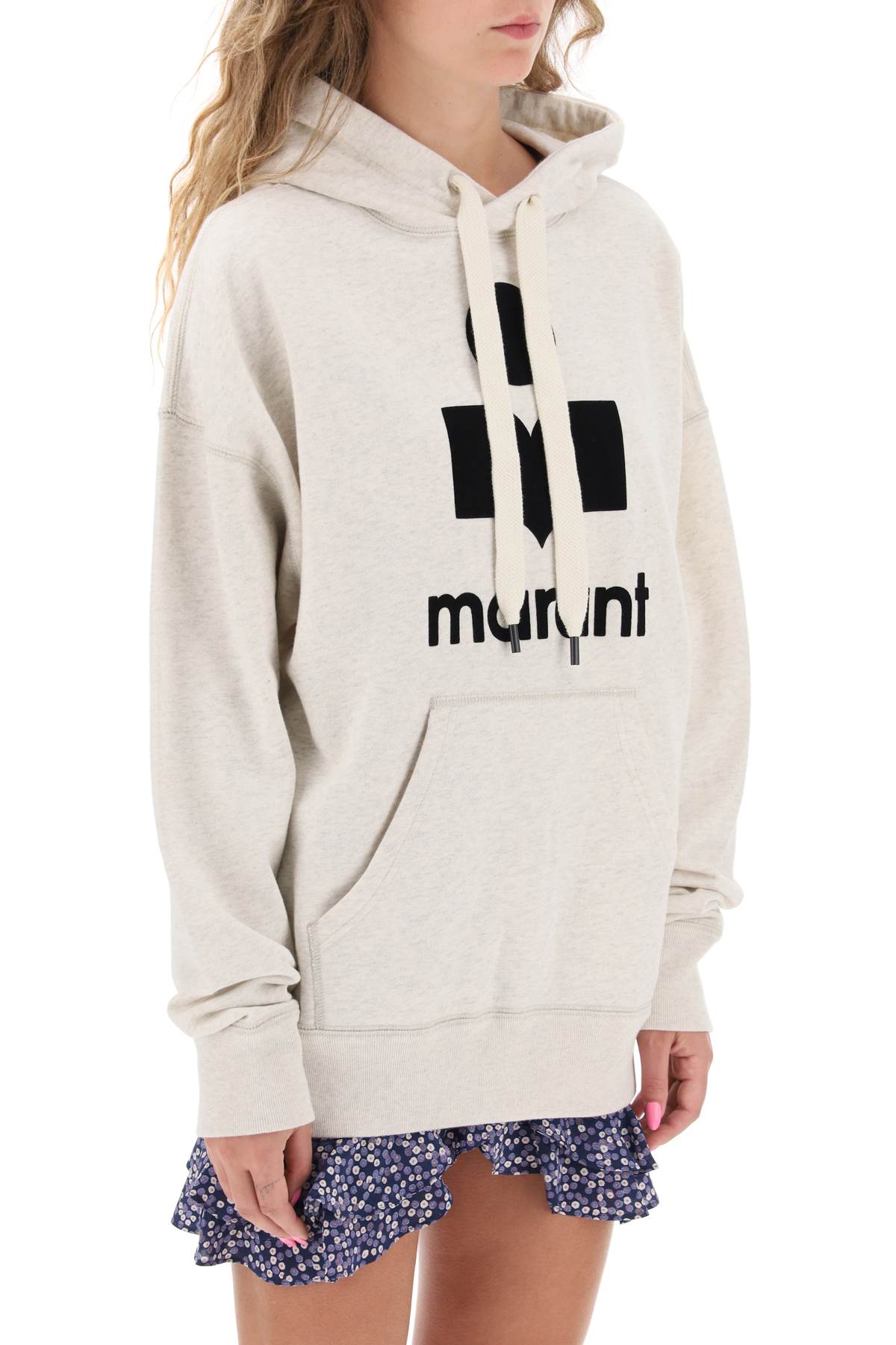 Shop Isabel Marant Étoile Mansel Hoodie With Flocked Logo In Grey