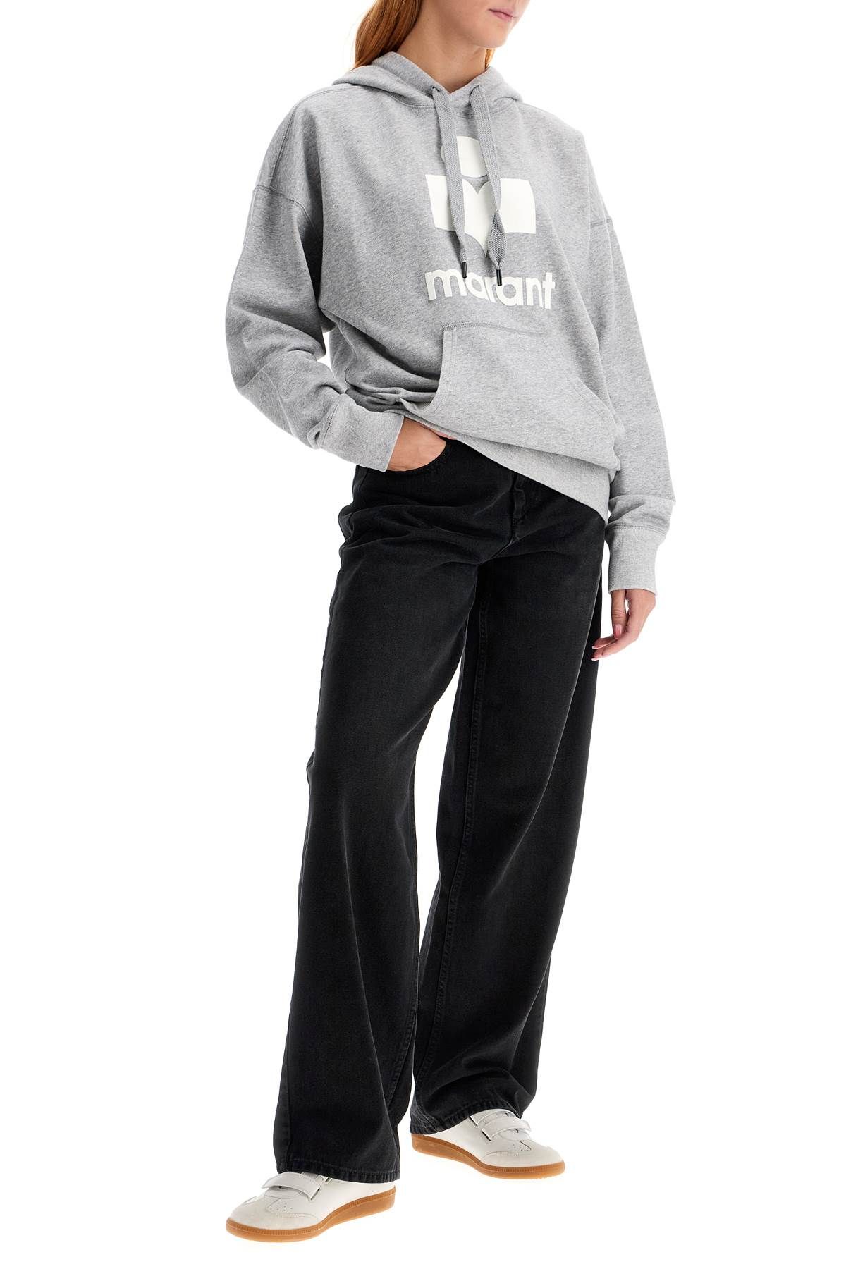 Shop Isabel Marant Étoile Mansel Hoodie With Flocked Logo In Grey