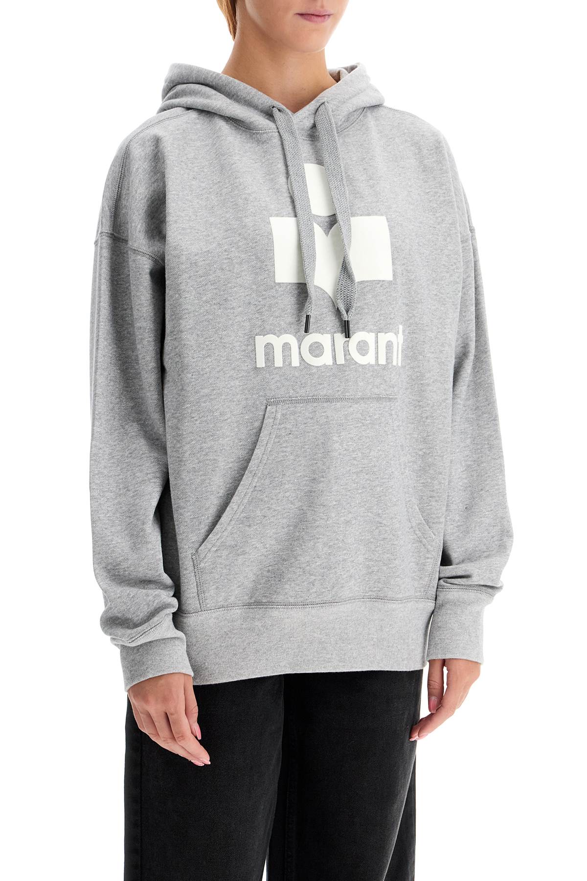 Shop Isabel Marant Étoile Mansel Hoodie With Flocked Logo In Grey