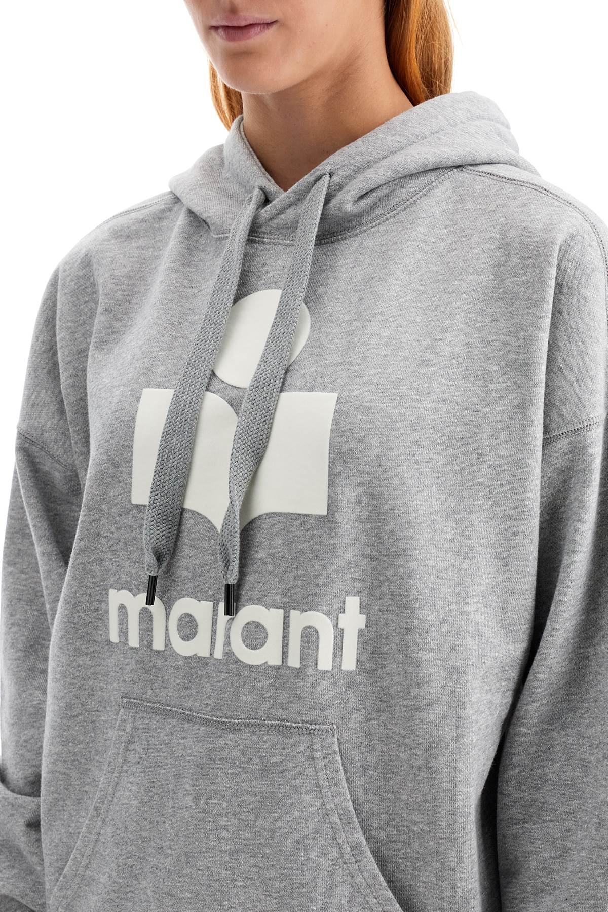 Shop Isabel Marant Étoile Mansel Hoodie With Flocked Logo In Grey