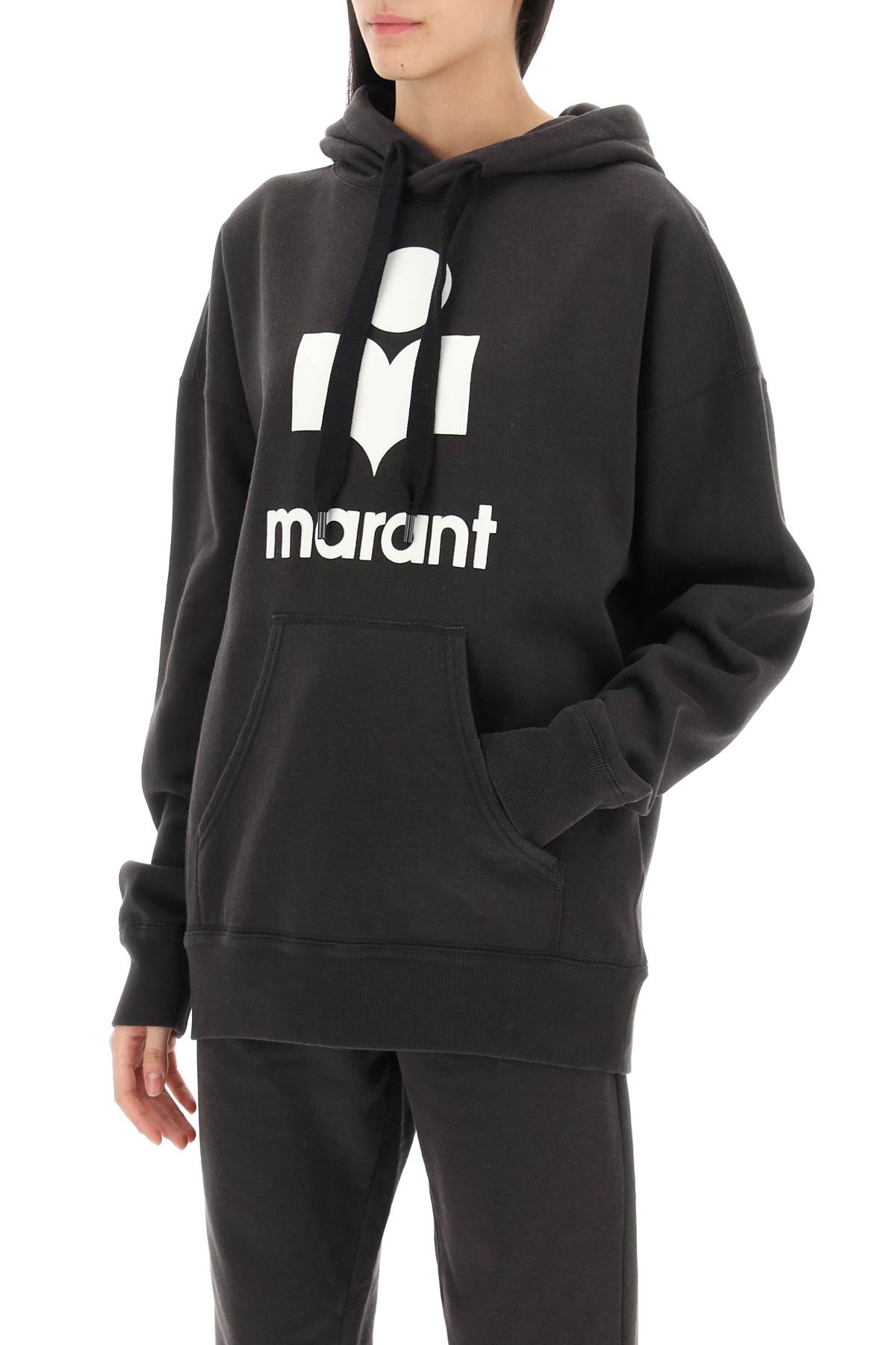 Shop Marant Etoile Mansel Hoodie With Flocked Logo In Black