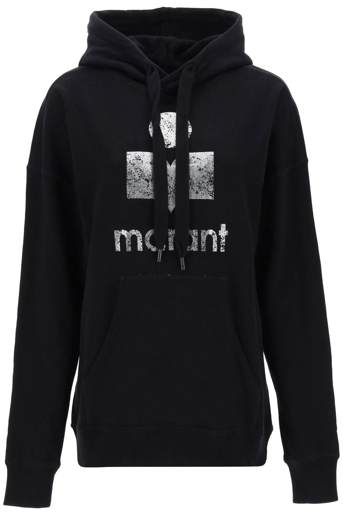 Shop Marant Etoile Mansel Sweatshirt With Metallic Logo In Black,silver
