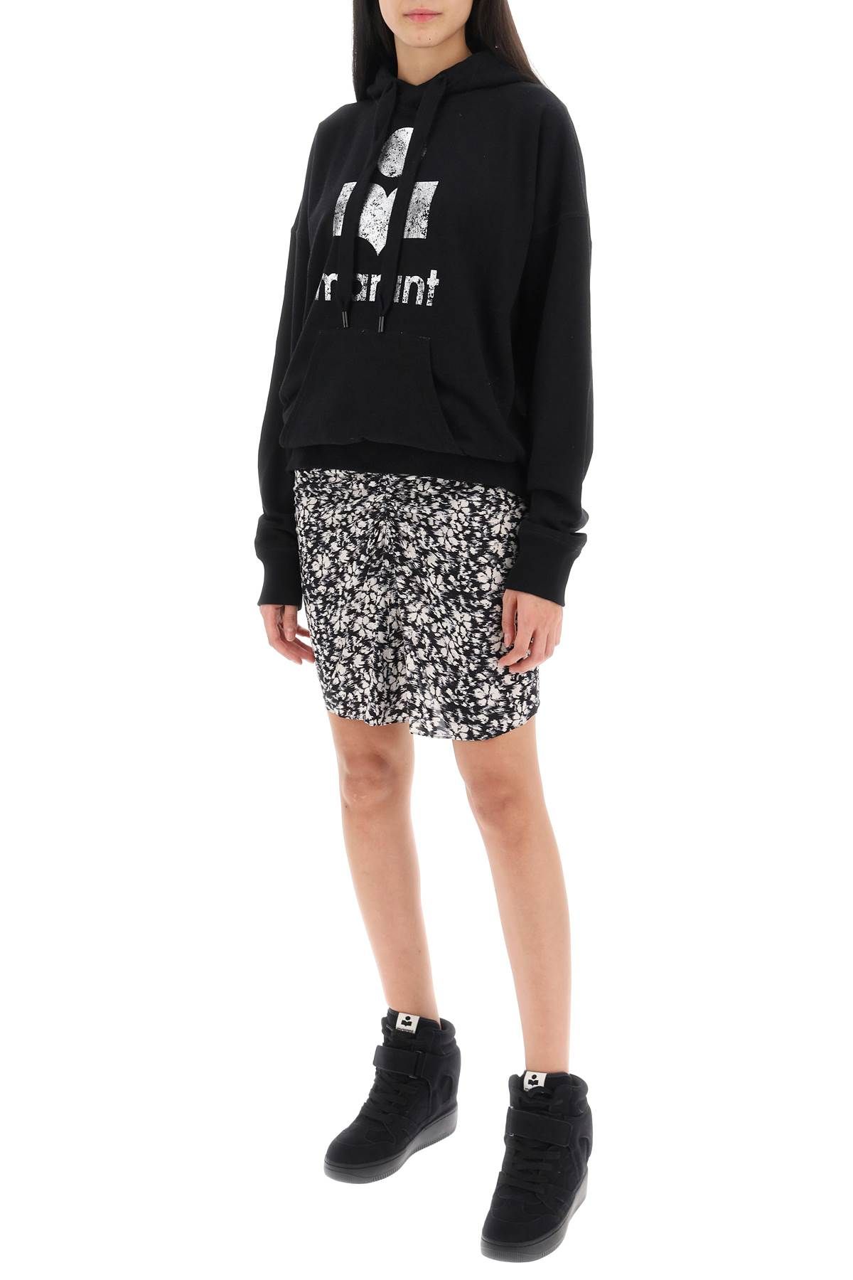 Shop Marant Etoile Mansel Sweatshirt With Metallic Logo In Black,silver