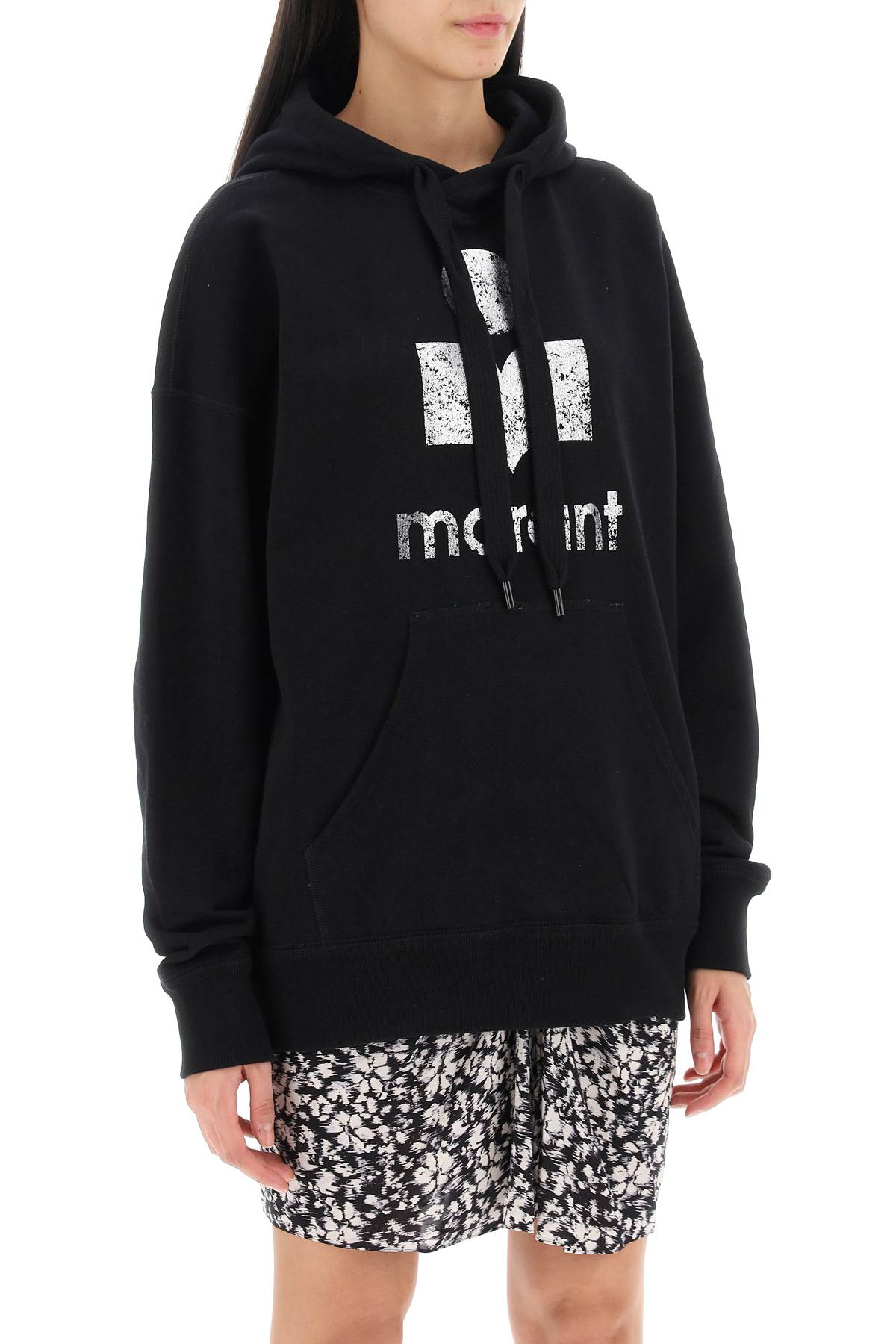 Shop Marant Etoile Mansel Sweatshirt With Metallic Logo In Black,silver