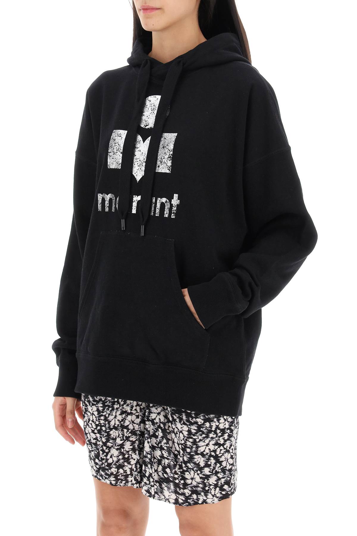 Shop Marant Etoile Mansel Sweatshirt With Metallic Logo In Black,silver