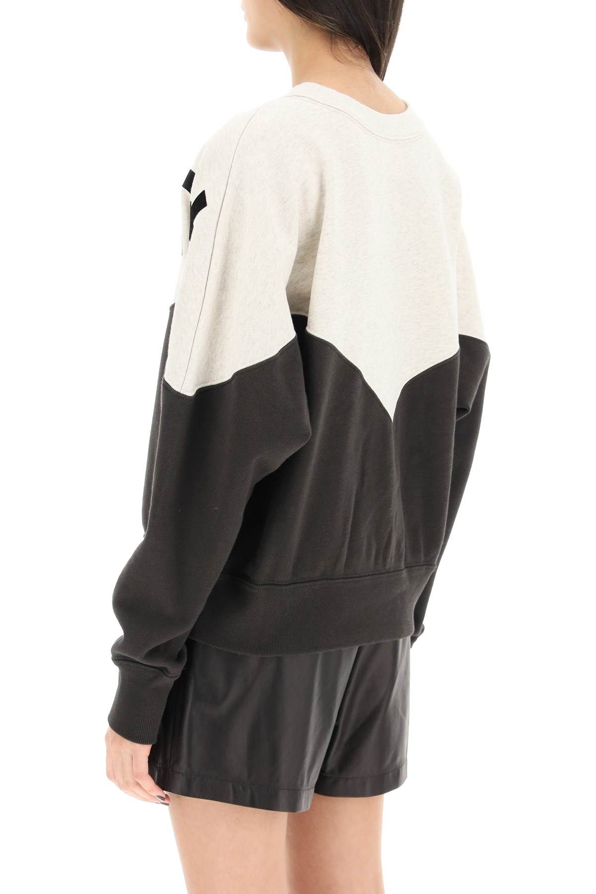 Shop Marant Etoile Houston Sweatshirt With Flocked Logo In Beige,black