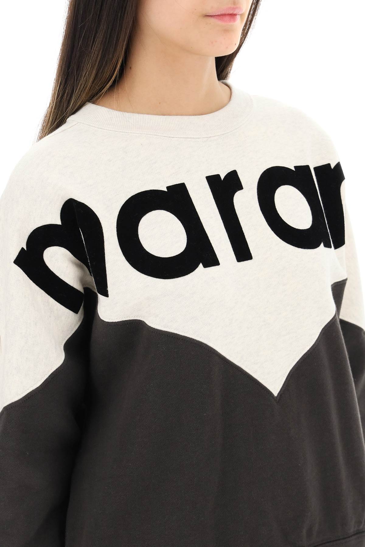 Shop Isabel Marant Étoile Houston Sweatshirt With Flocked Logo In Beige