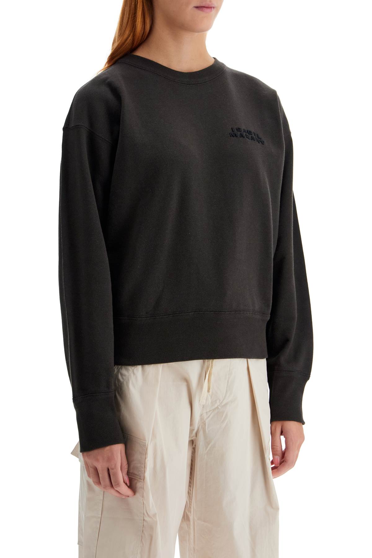 Shop Isabel Marant Shad Sweatshirt With Logo Embroidery In Grey