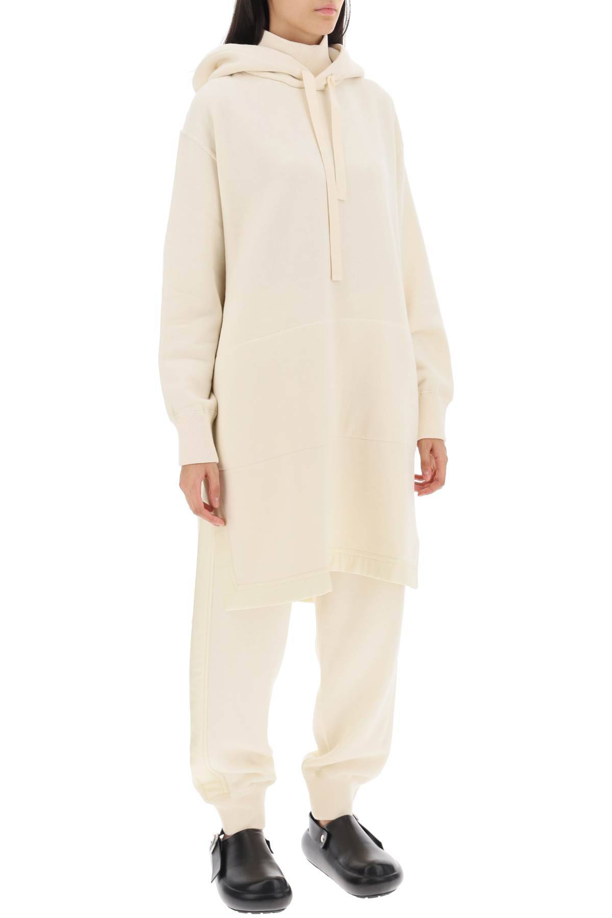 Shop Jil Sander Maxi Wool-cotton Hoodie In White