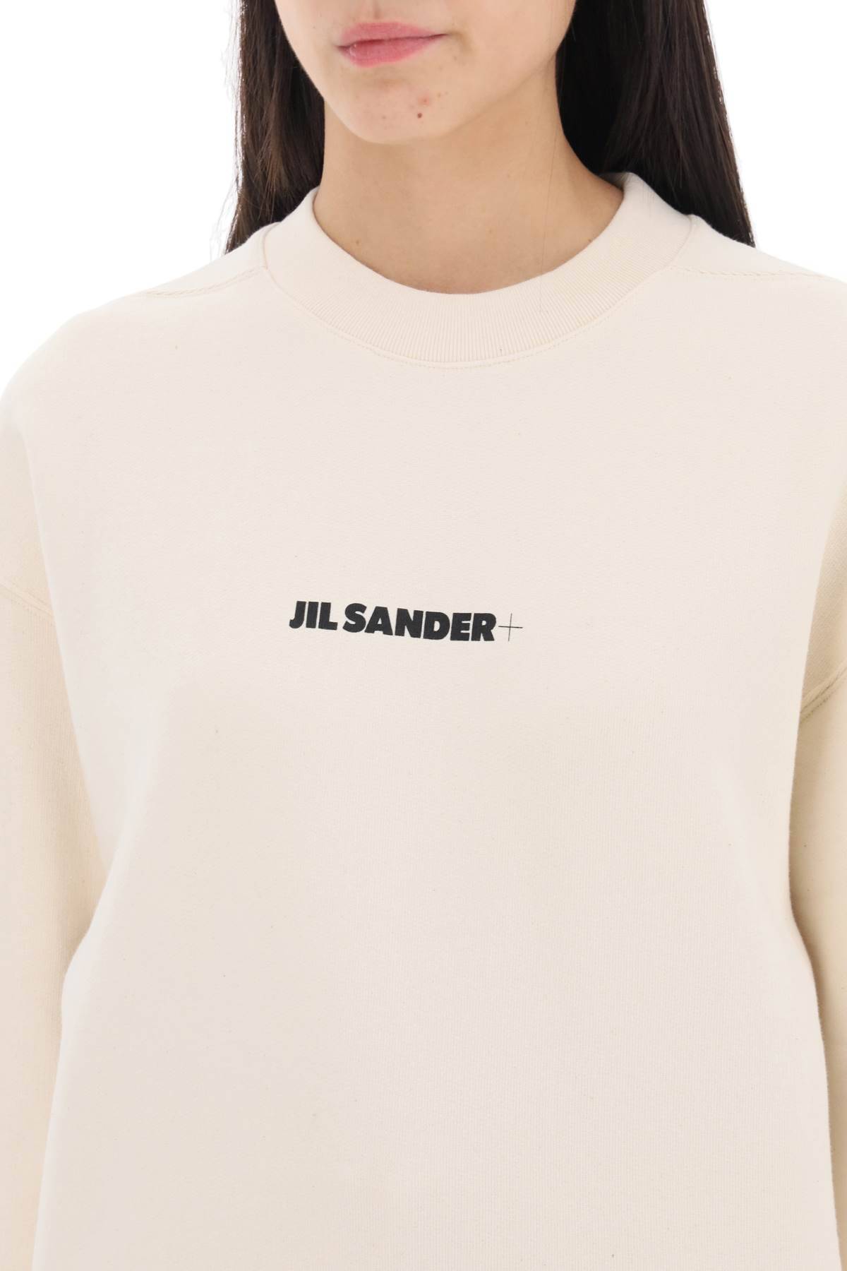 Shop Jil Sander Crew-neck Sweatshirt With Logo Print In Neutro