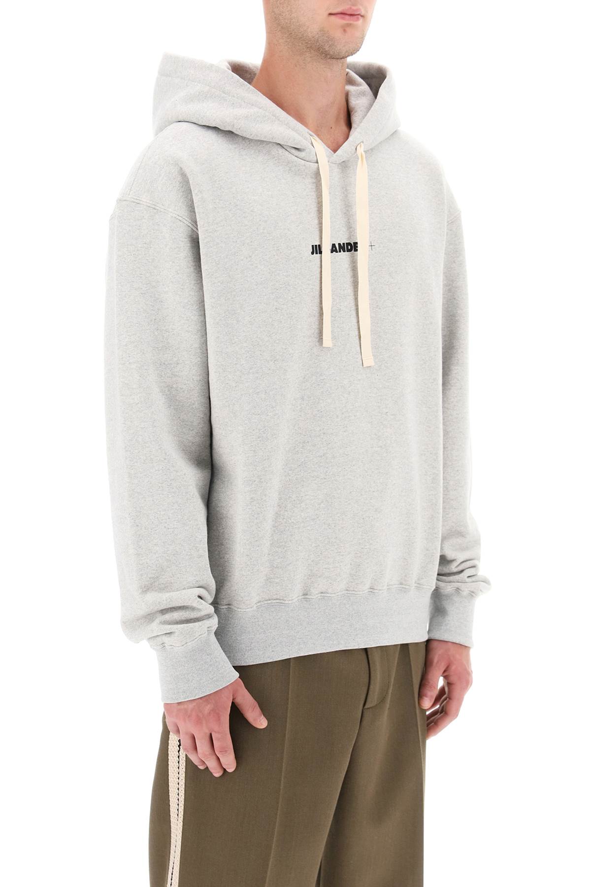 Shop Jil Sander Hoodie With Logo Print In Grey