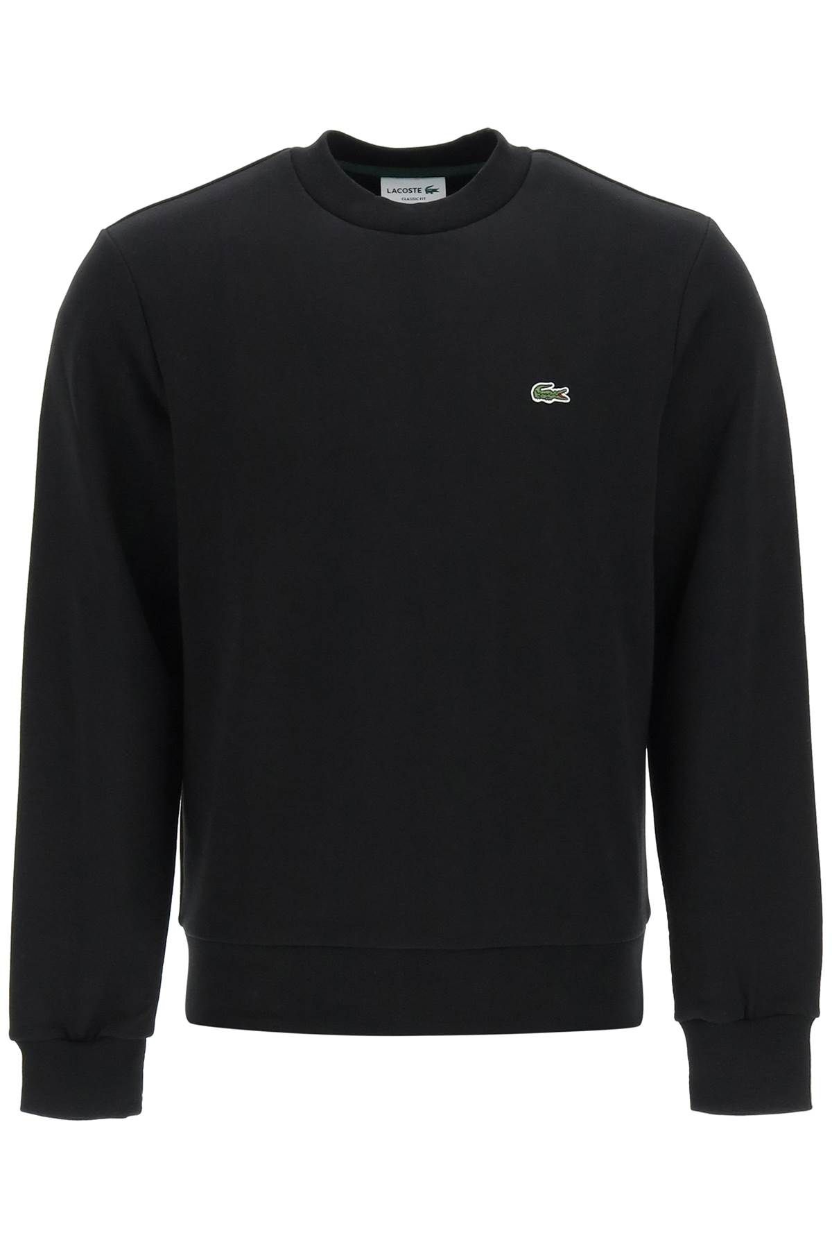 Shop Lacoste Classic Fit Crewneck Sweatshirt In Black