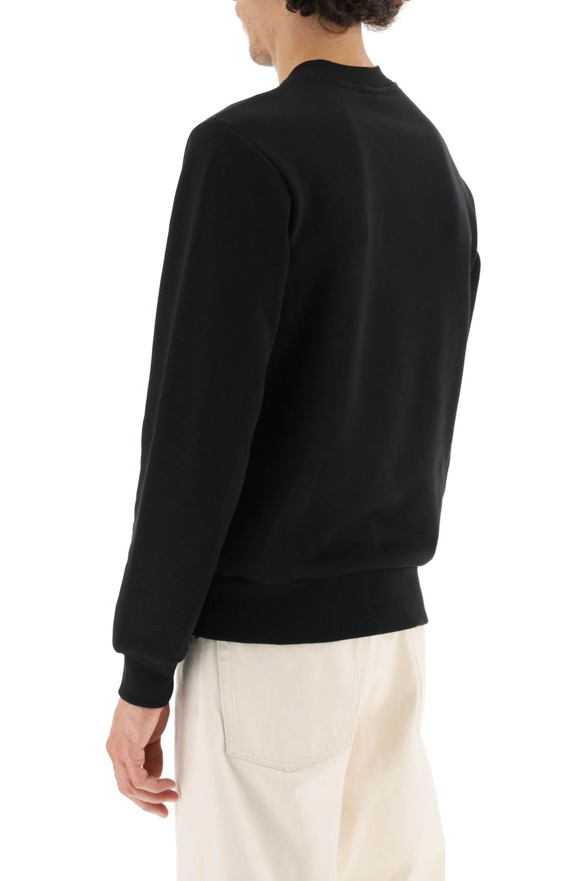 Shop Lacoste Classic Fit Crewneck Sweatshirt In Black