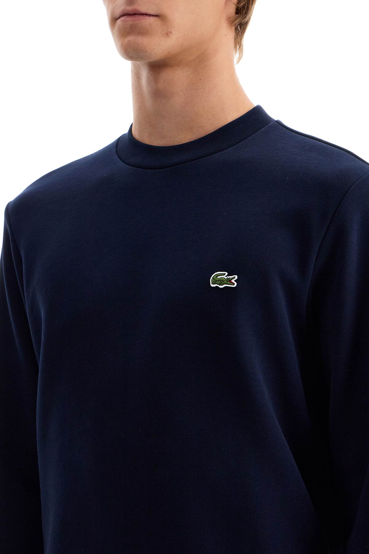 Shop Lacoste Classic Fit Crewneck Sweatshirt In Blue