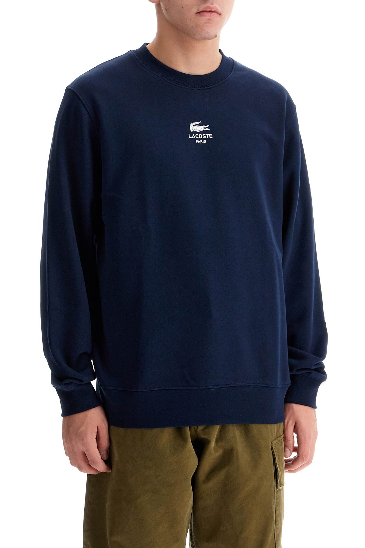 Shop Lacoste Classic Fit Crewneck Sweatshirt In Blue