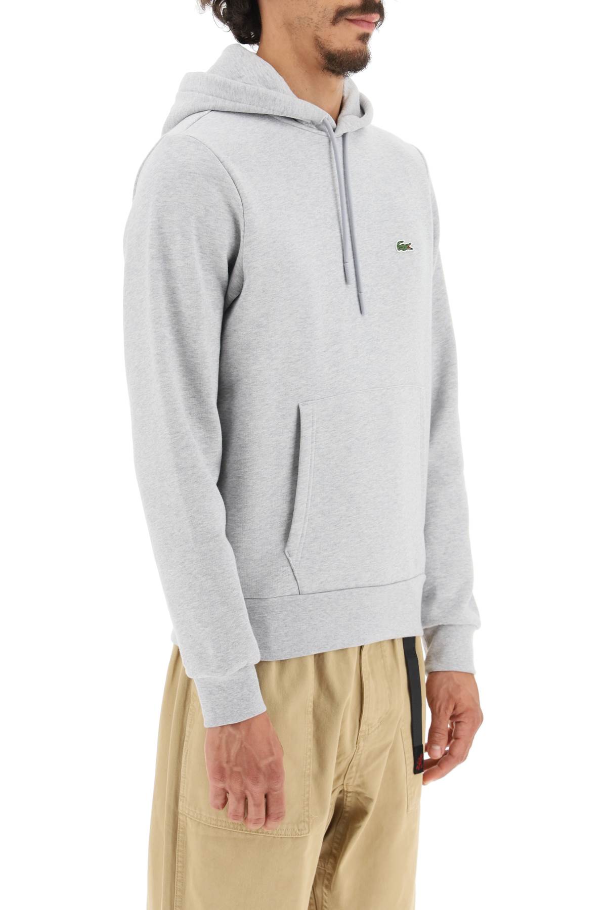 Shop Lacoste Hoodie With Logo Patch In Grey