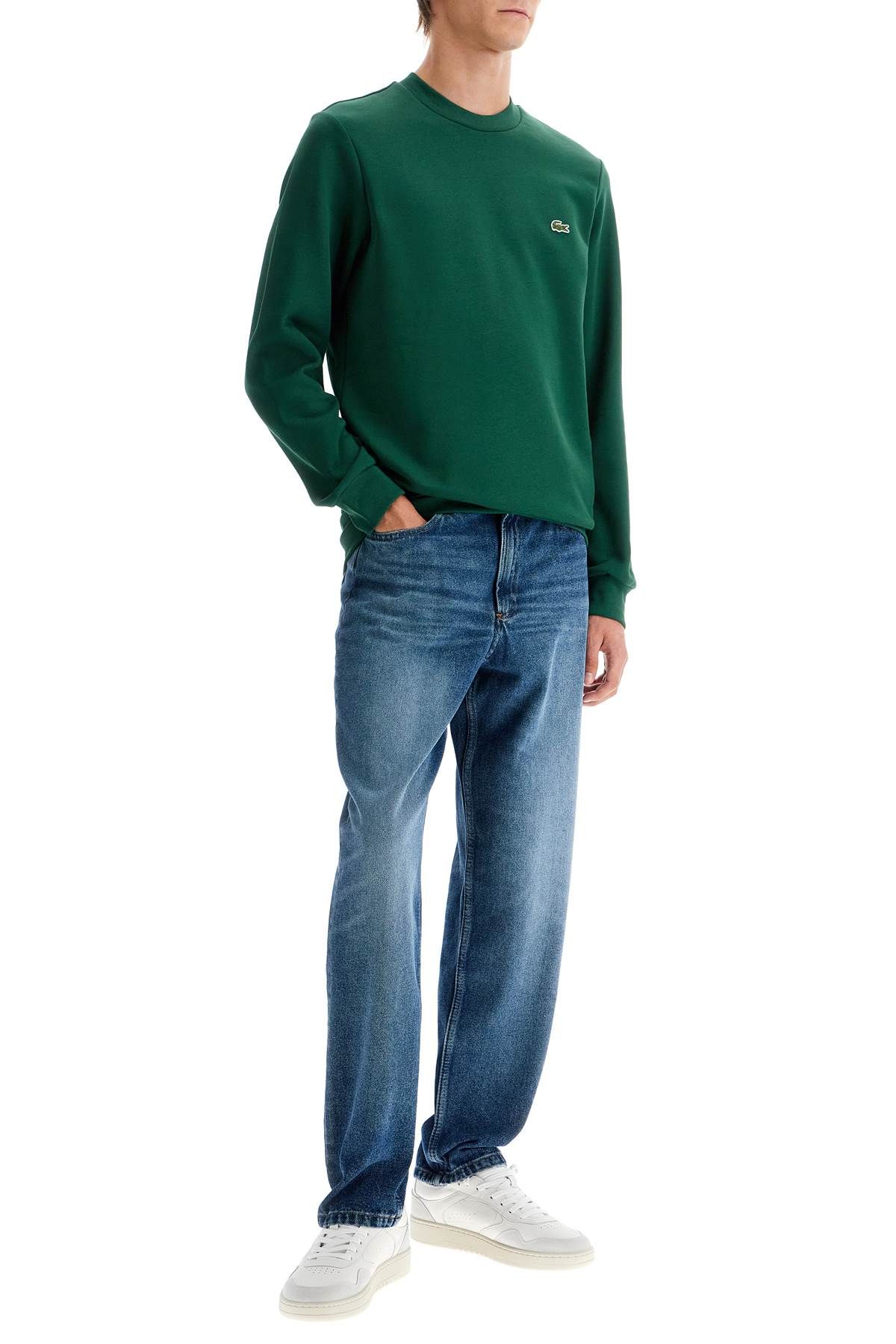 Shop Lacoste Classic Fit Crewneck Sweatshirt In Green