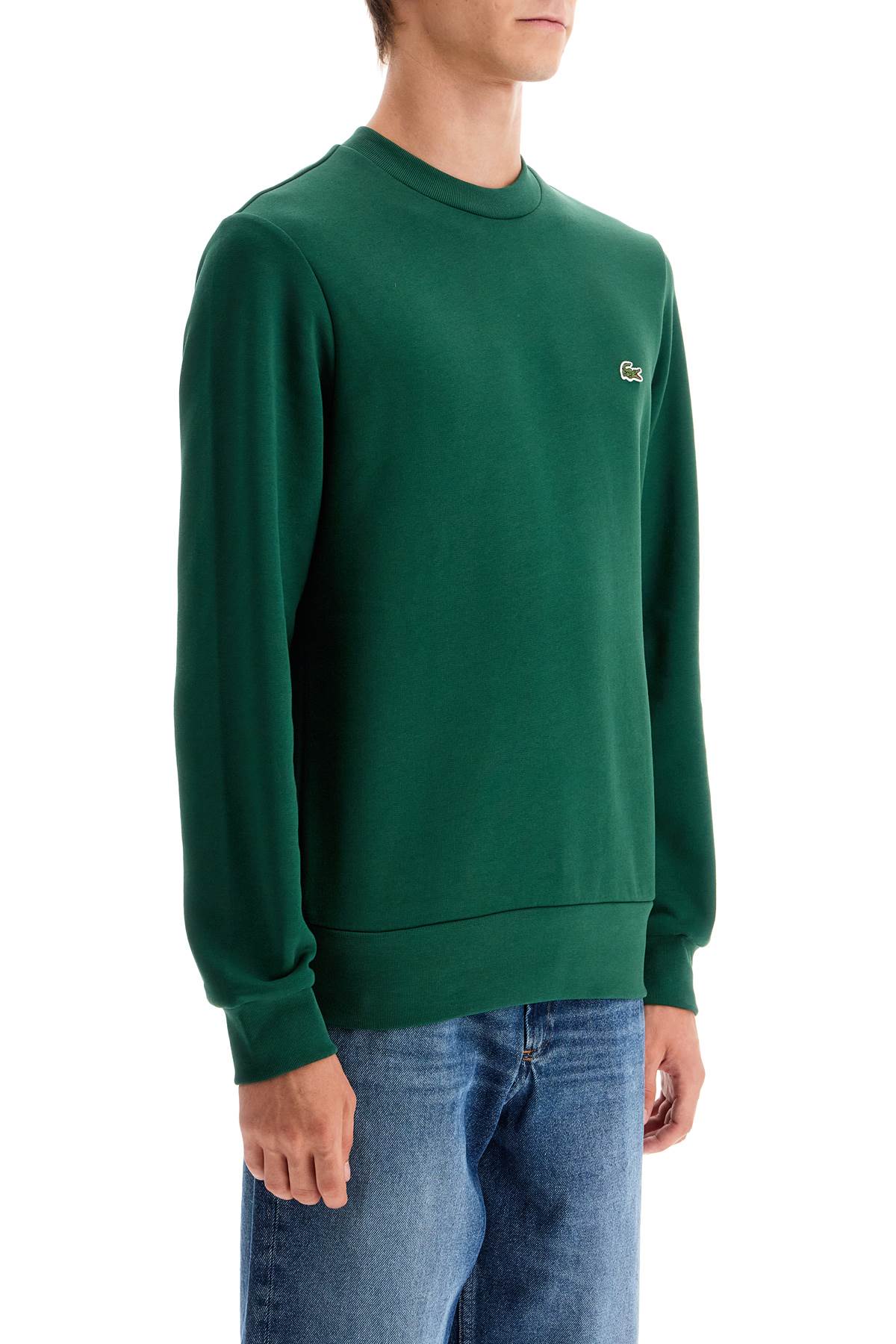 Shop Lacoste Classic Fit Crewneck Sweatshirt In Green