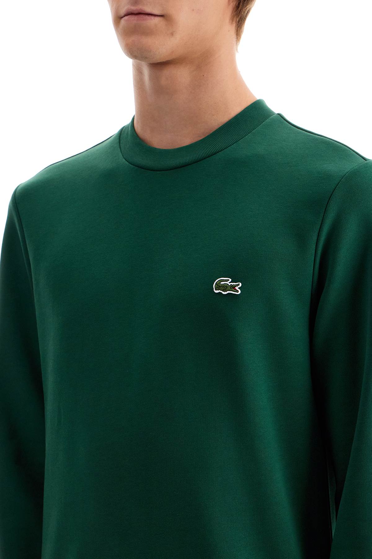 Shop Lacoste Classic Fit Crewneck Sweatshirt In Green