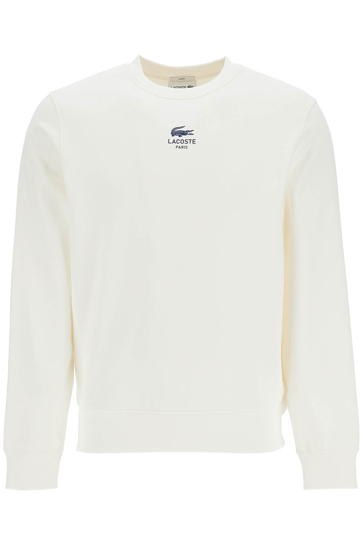 Shop Lacoste Classic Fit Crewneck Sweatshirt In White