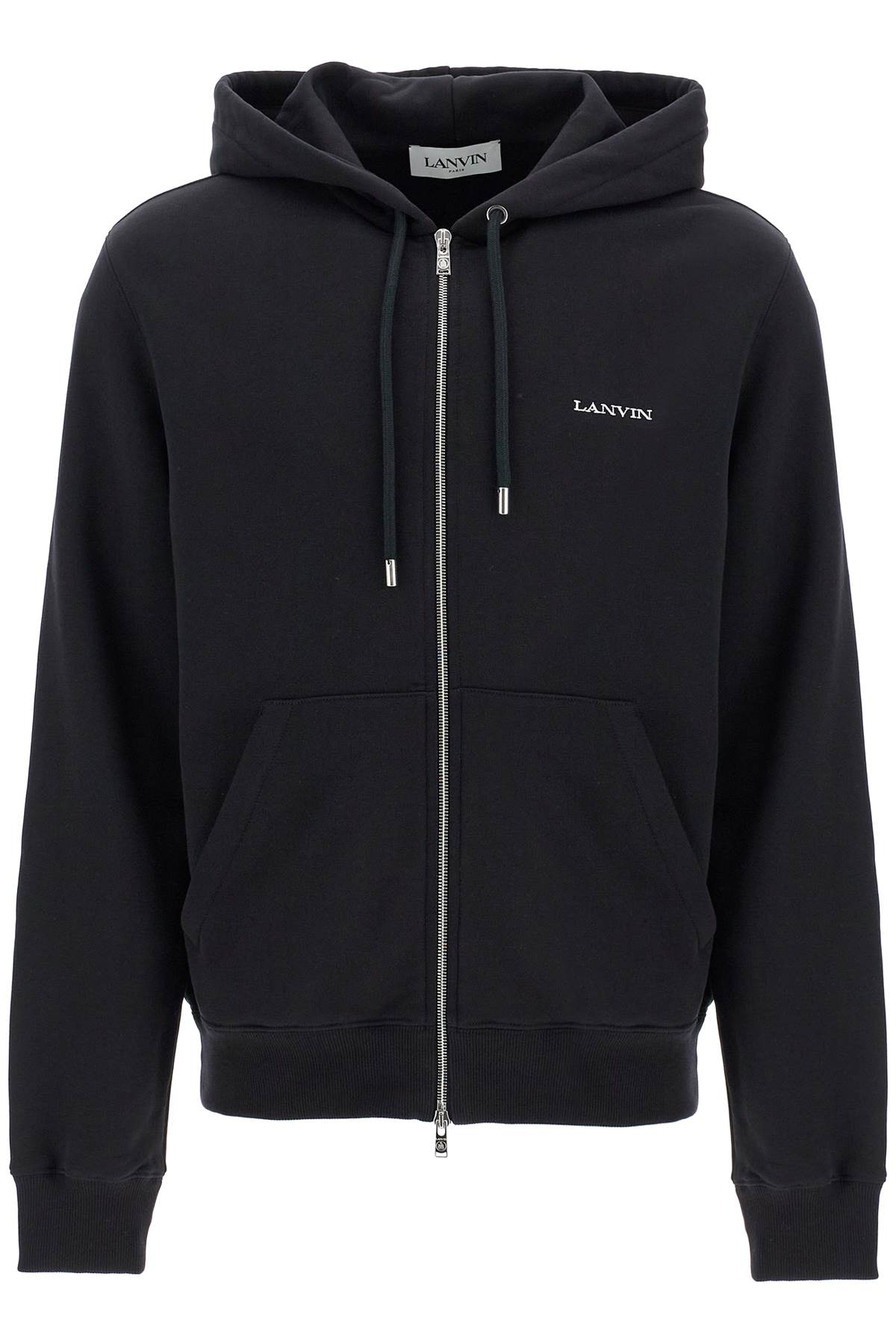 Shop Lanvin Hooded Sweatshirt With Zipper In Black