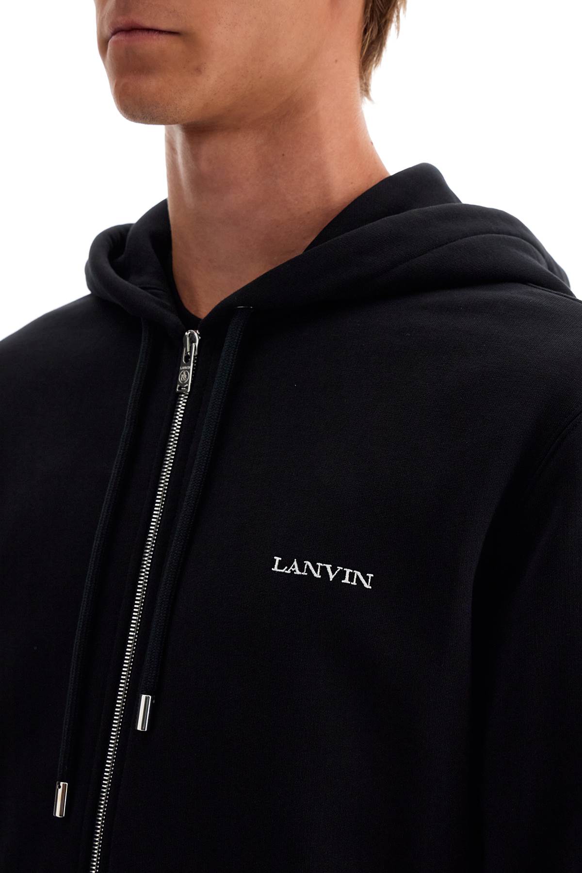 Shop Lanvin Hooded Sweatshirt With Zipper In Black