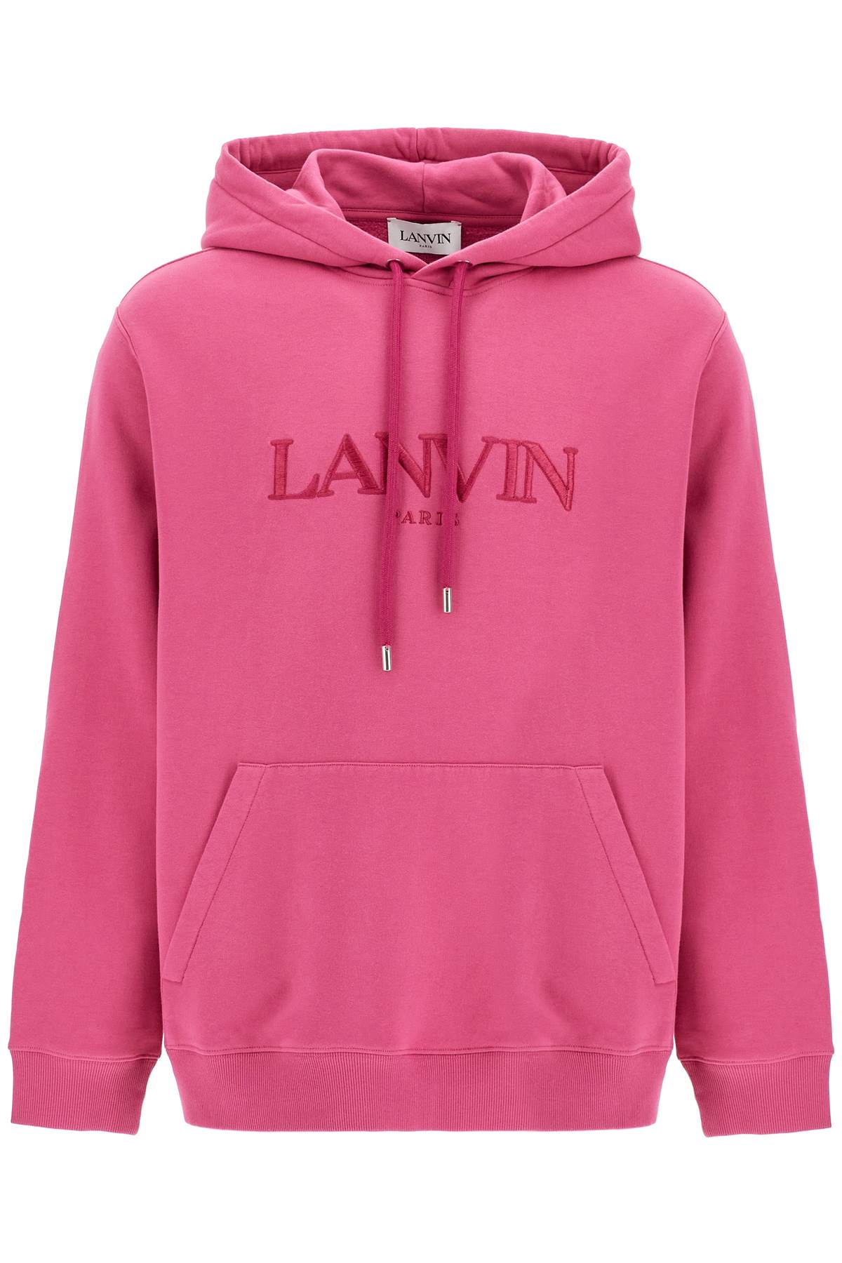 Shop Lanvin Hooded Sweatshirt With Embroidered Logo In Fuchsia