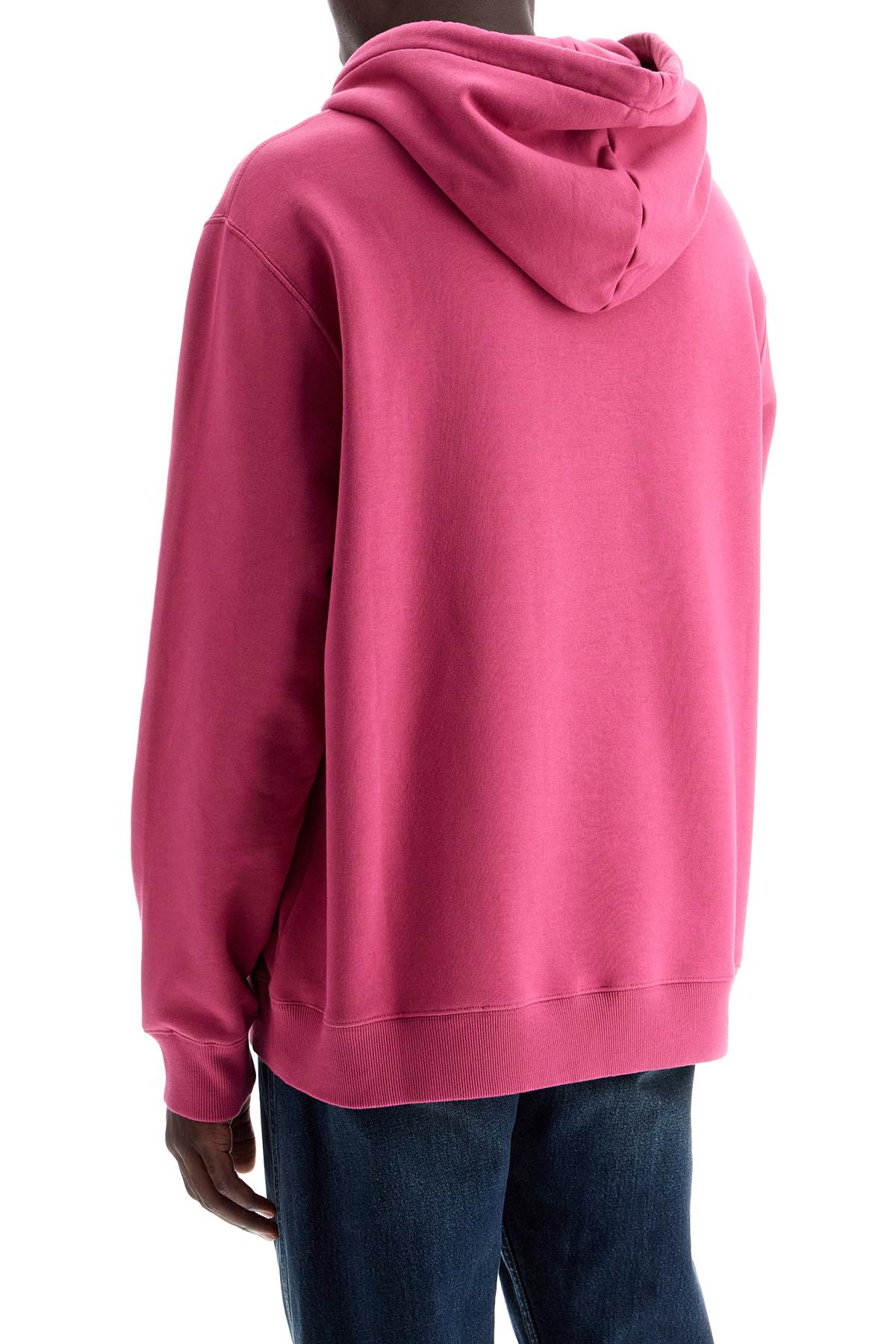 Shop Lanvin Hooded Sweatshirt With Embroidered Logo In Fuchsia