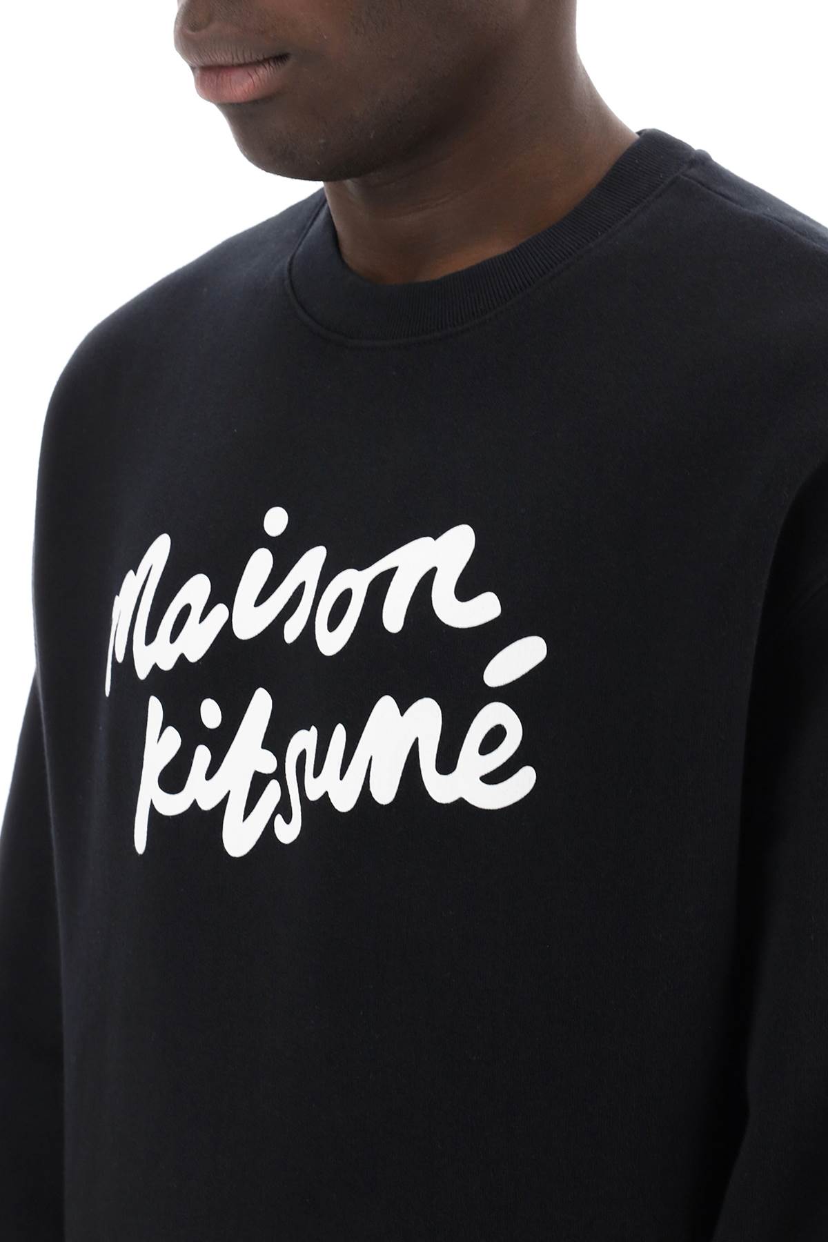 Shop Maison Kitsuné Crewneck Sweatshirt With Logo In Black