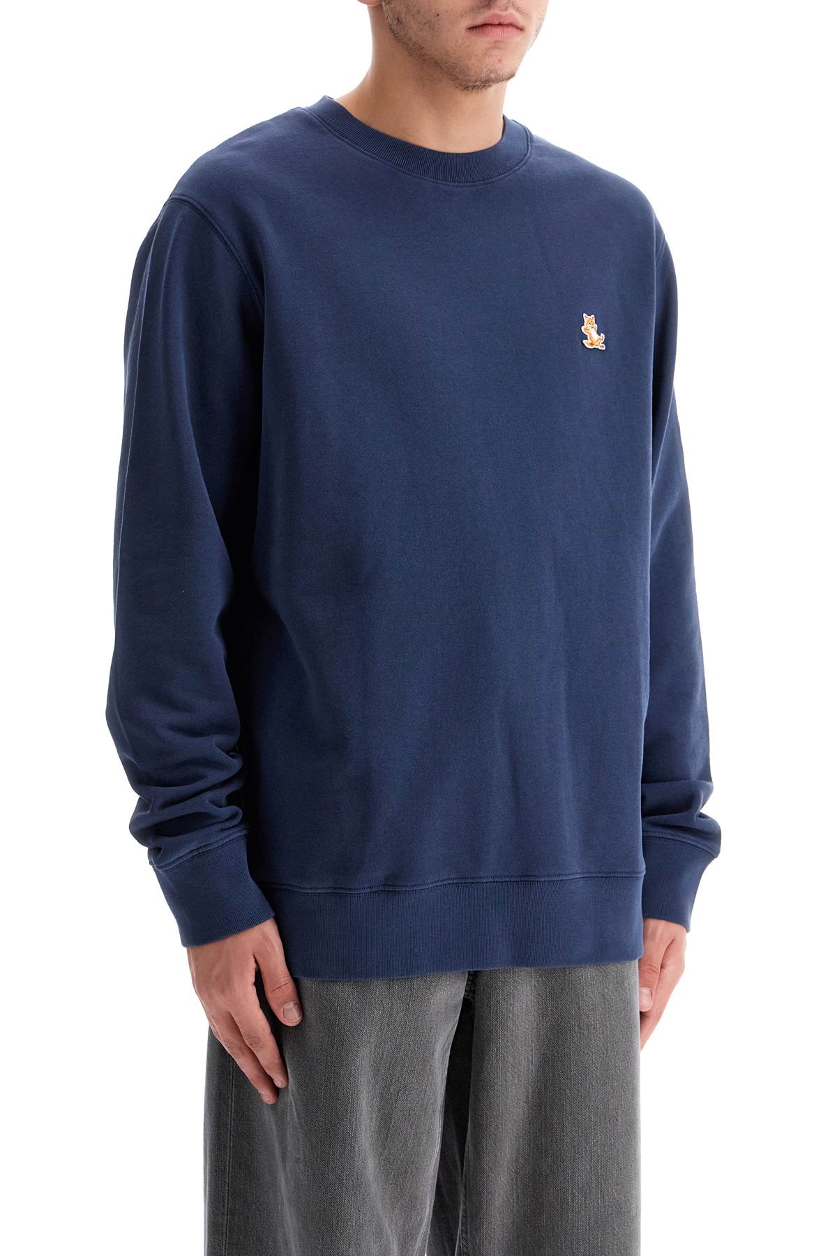 Shop Maison Kitsuné 'chillax Fox Patch Sweat In Blue