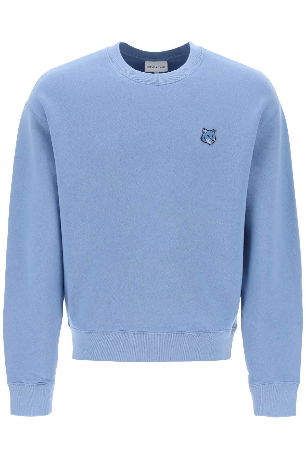 Shop Maison Kitsuné "bold Fox Head Crewneck Sweat In Blue