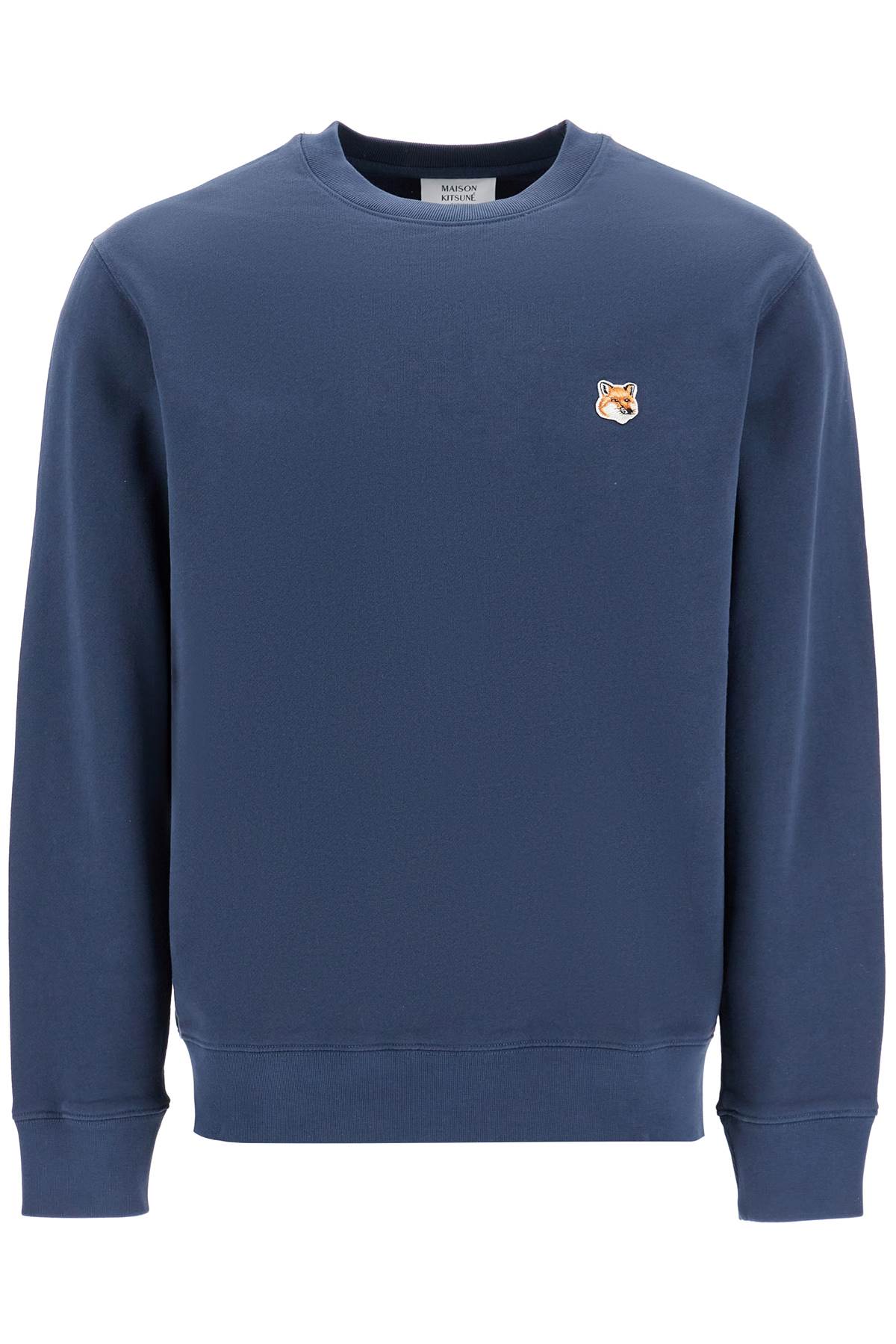 Shop Maison Kitsuné 'fox Head Patch Sweatshirt With In Blue