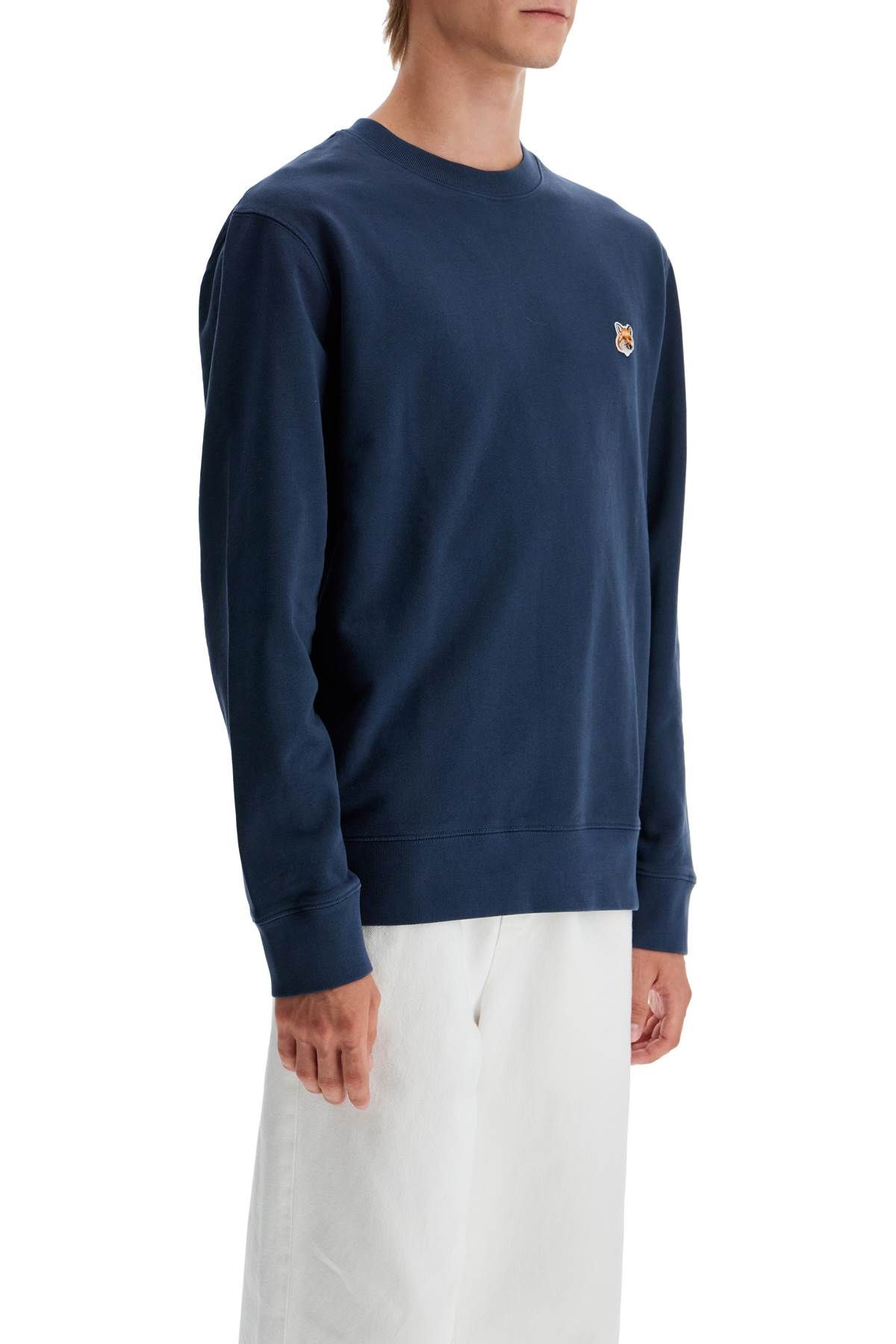 Shop Maison Kitsuné 'fox Head Patch Sweatshirt With In Blue