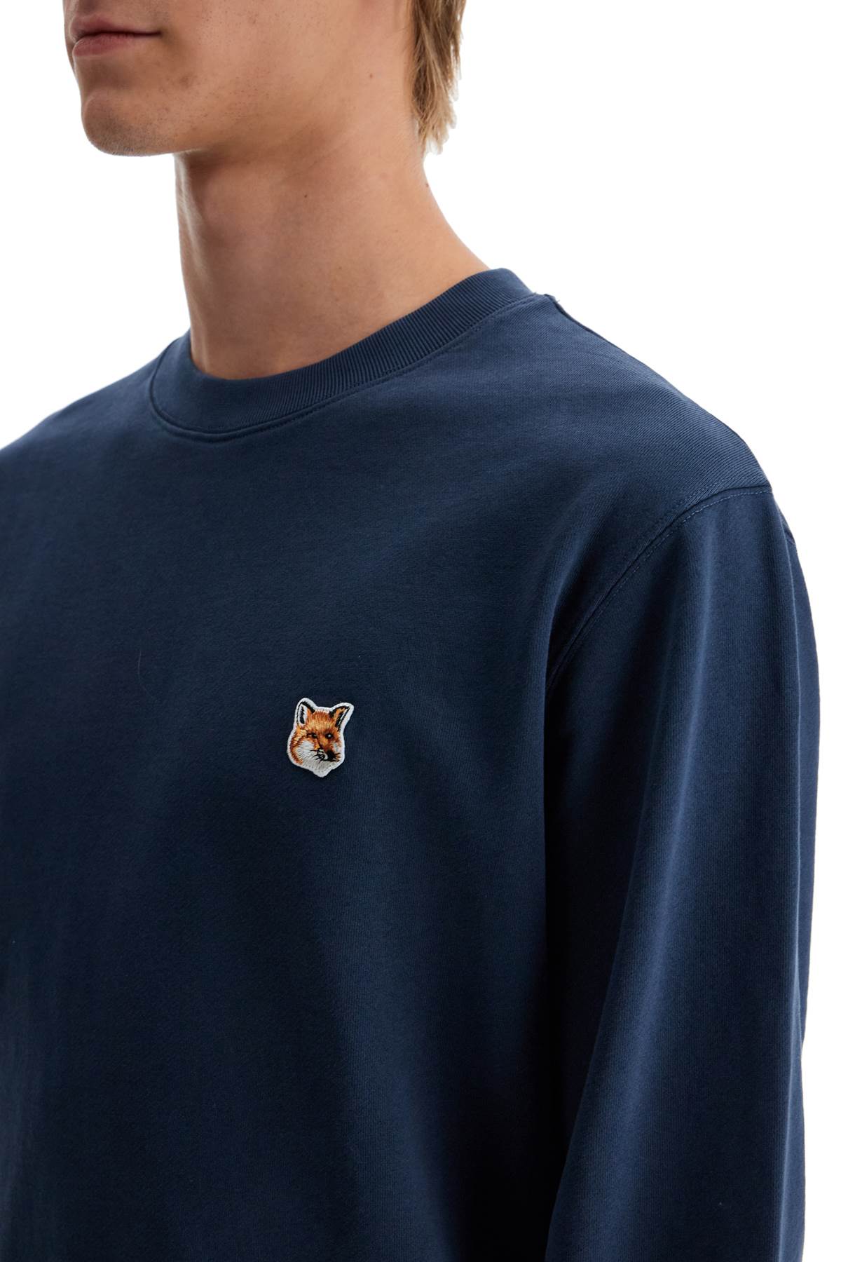 Shop Maison Kitsuné 'fox Head Patch Sweatshirt With In Blue