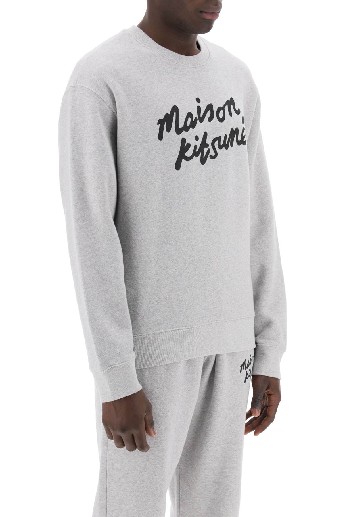 Shop Maison Kitsuné Crewneck Sweatshirt With Logo In Grey
