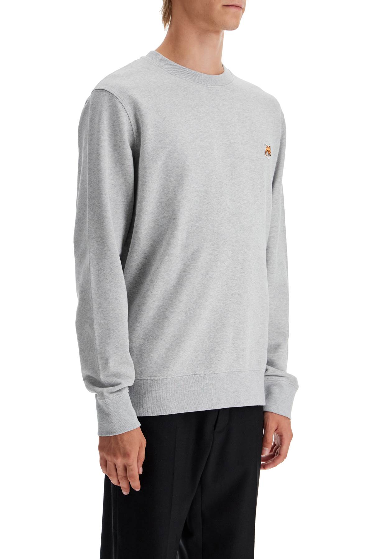 Shop Maison Kitsuné 'fox Head Patch Sweatshirt With In Grey