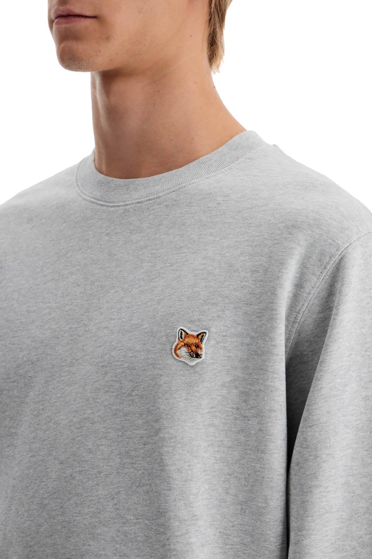 Shop Maison Kitsuné 'fox Head Patch Sweatshirt With In Grey