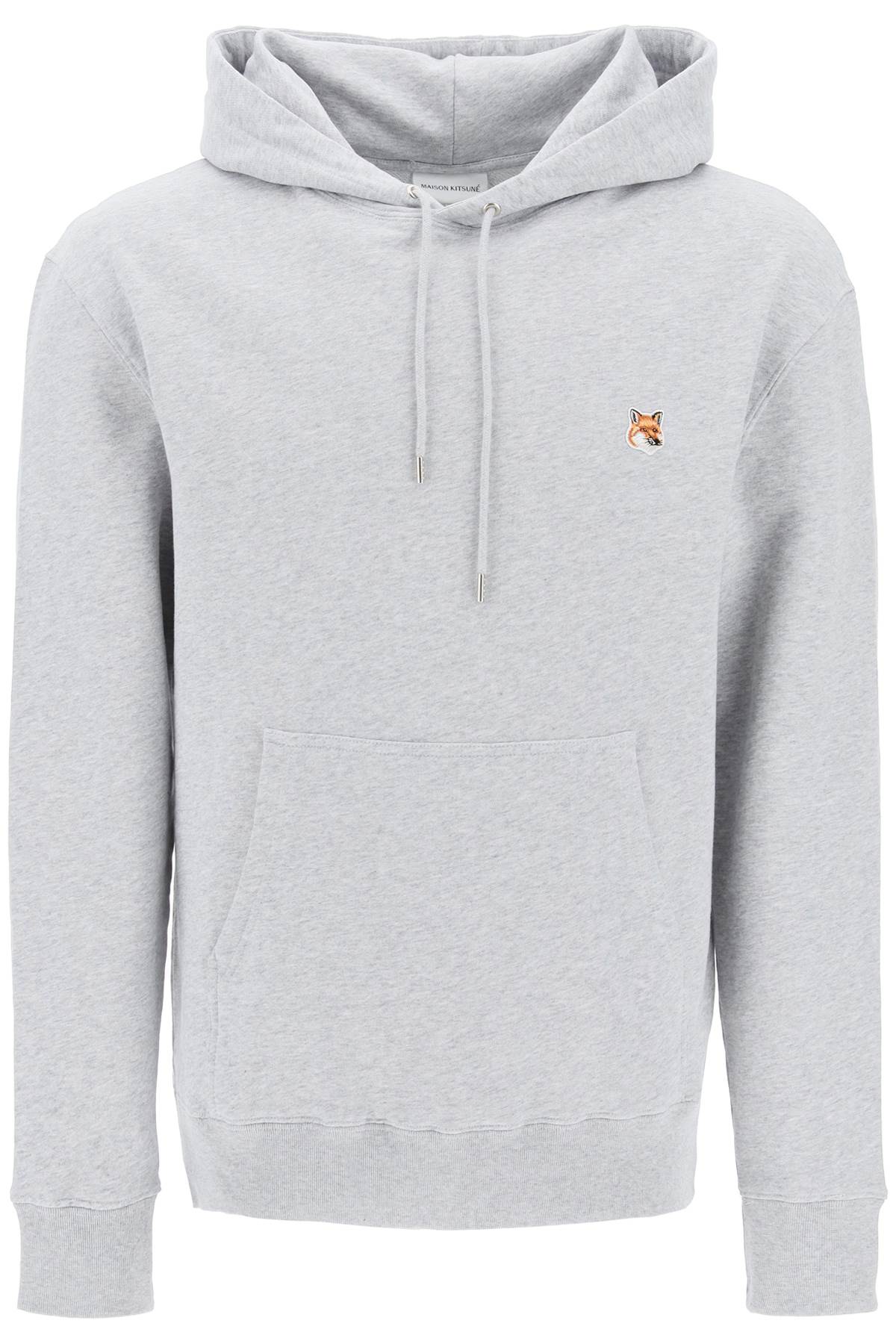 Shop Maison Kitsuné Fox Head Hooded Sweatshirt In Grey