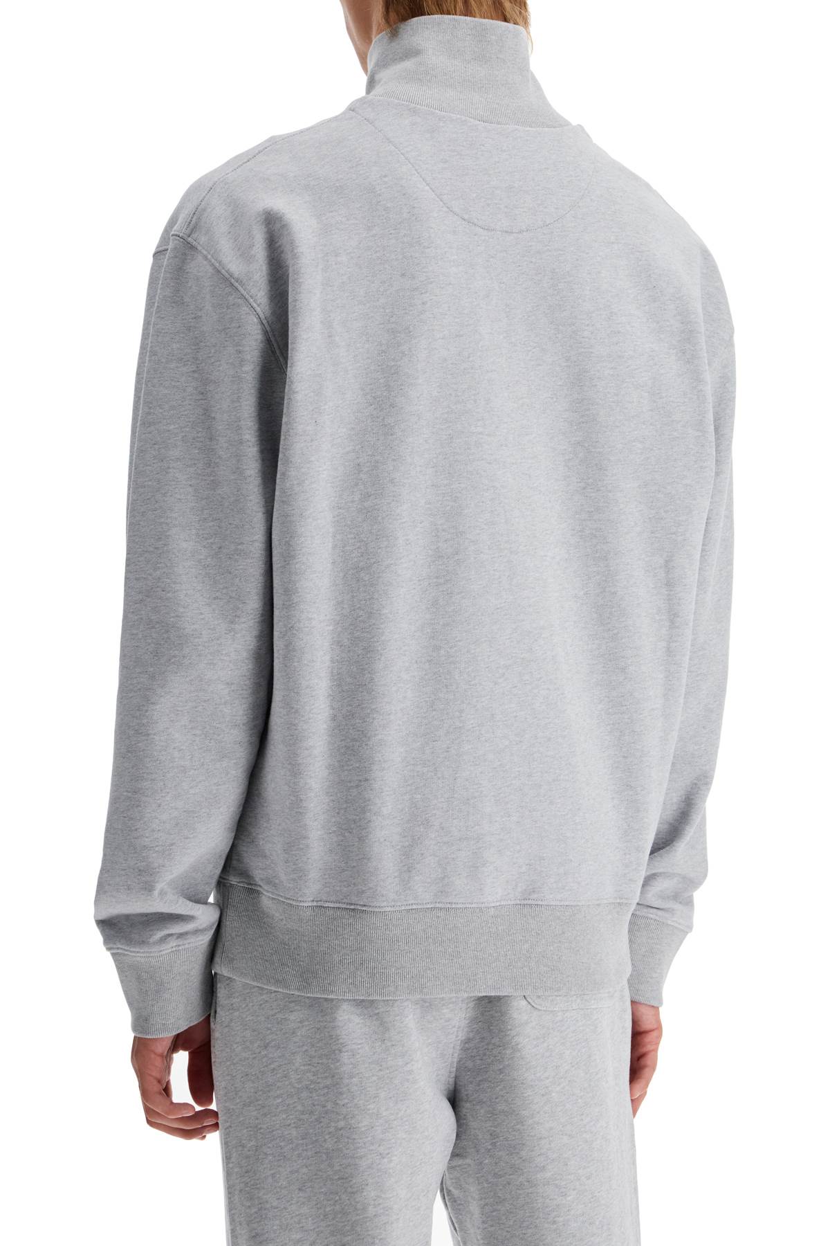 Shop Maison Kitsuné 'half-zip Sweatshirt With Fox Head In Grey