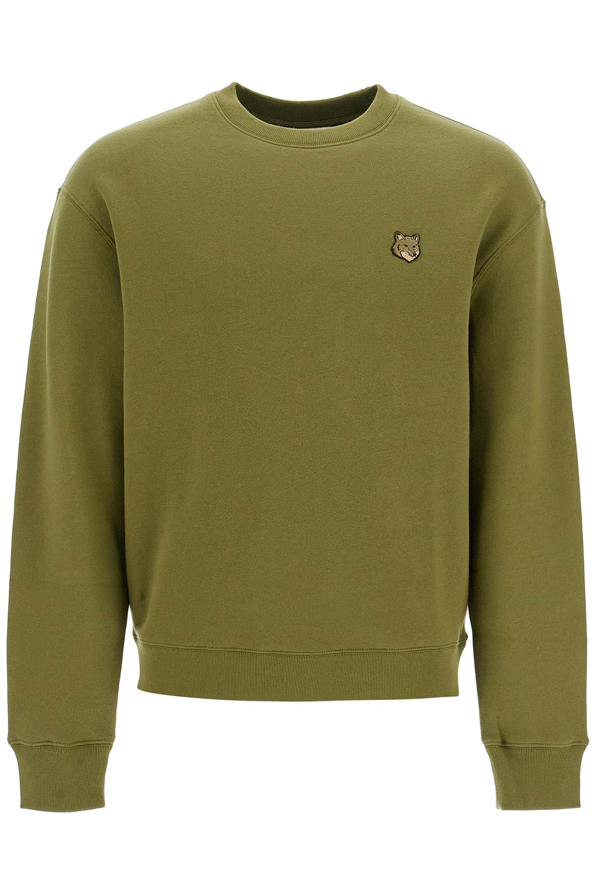 Shop Maison Kitsuné 'bold Fox Head Crewneck Sweat In Green