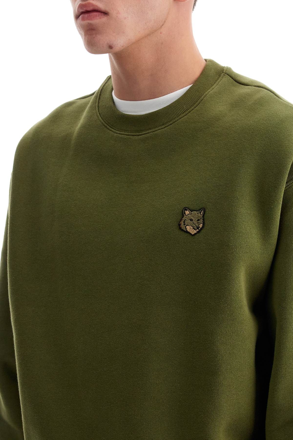 Shop Maison Kitsuné 'bold Fox Head Crewneck Sweat In Green