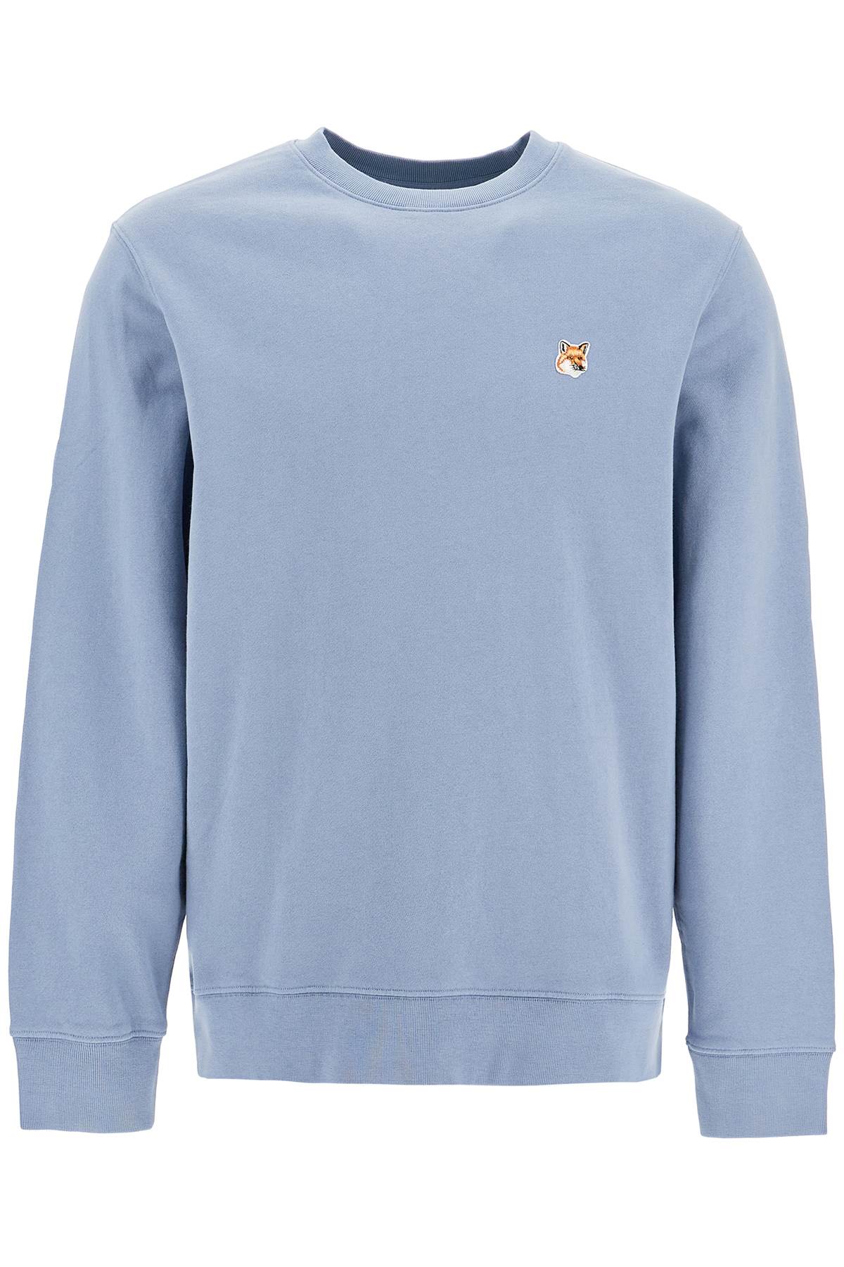 Shop Maison Kitsuné 'fox Head Patch Sweatshirt With In Light Blue